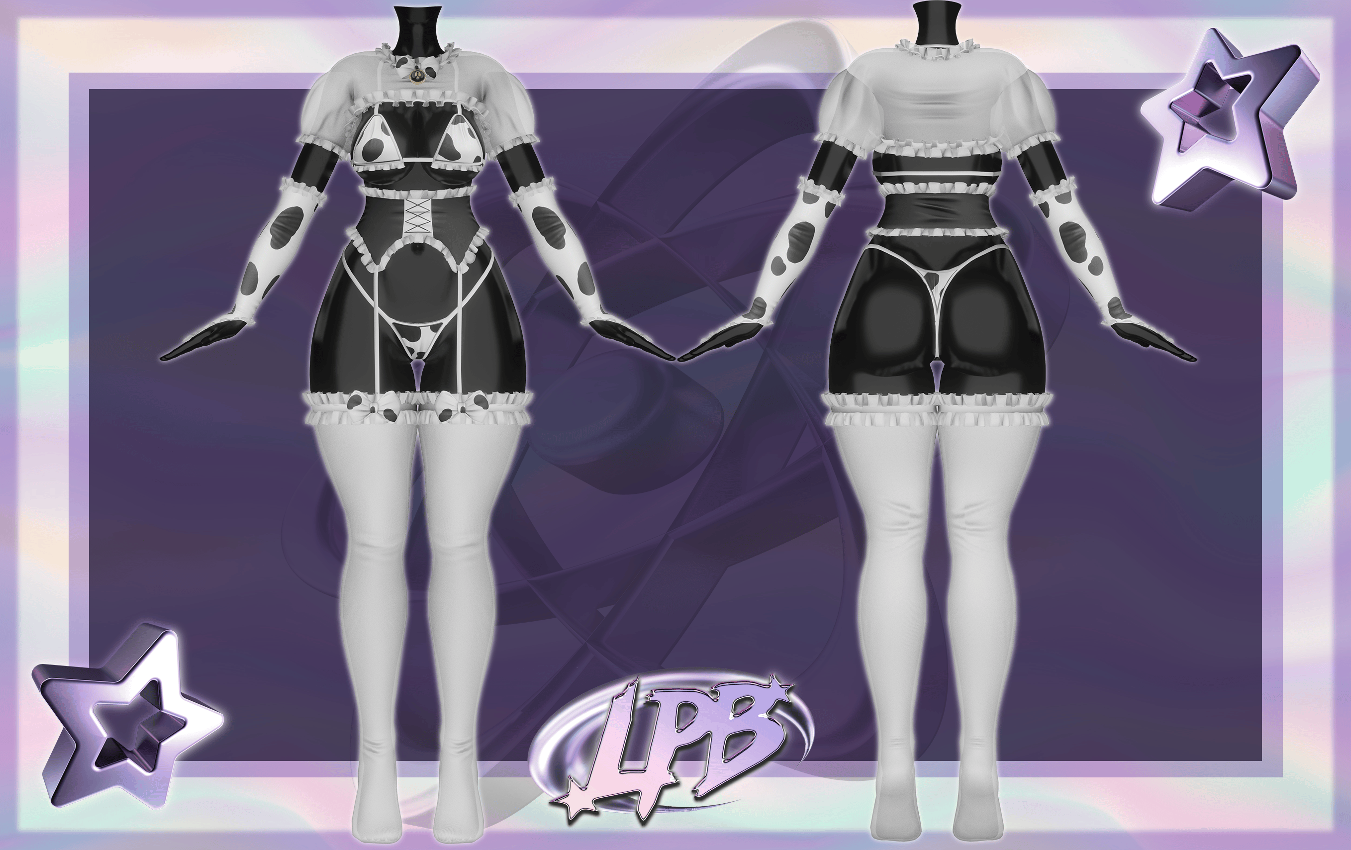 Cream Maid Cow set