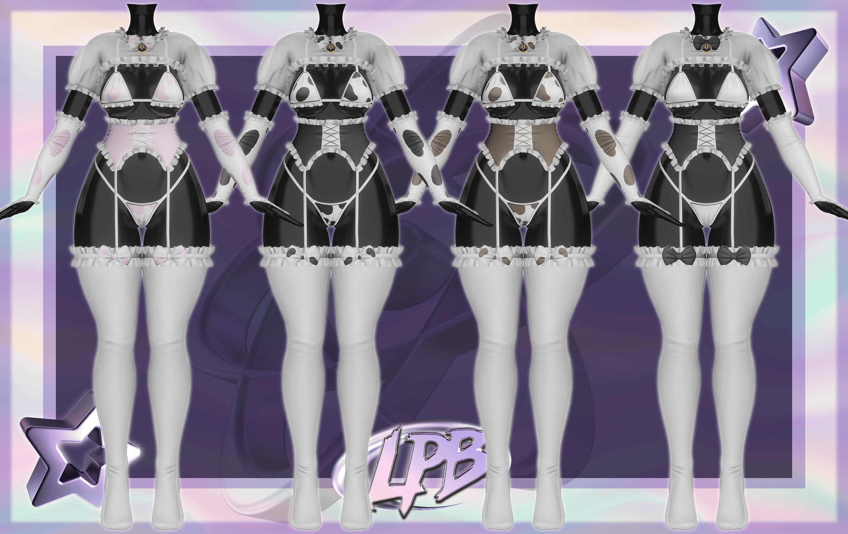 Cream Maid Cow set