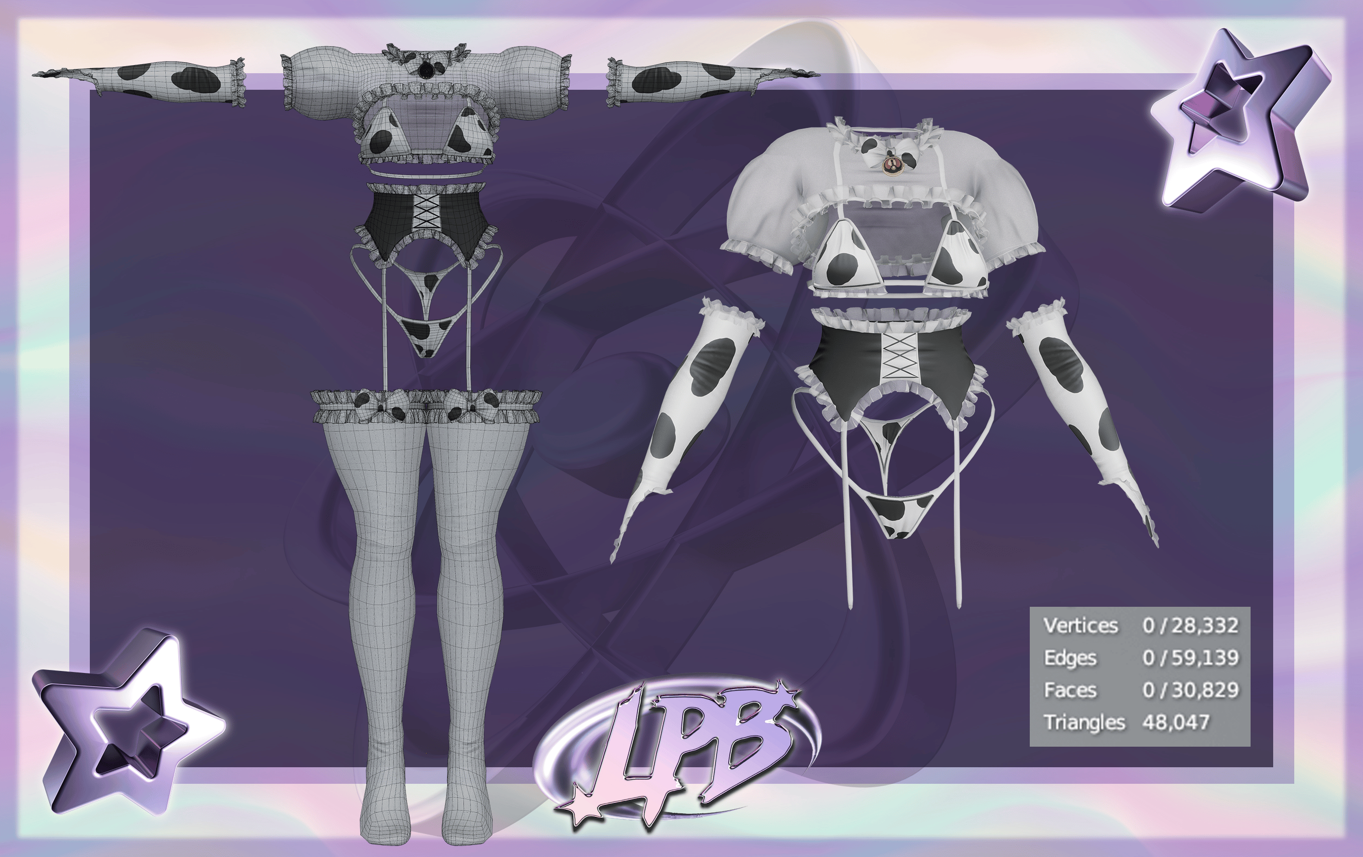 Cream Maid Cow set