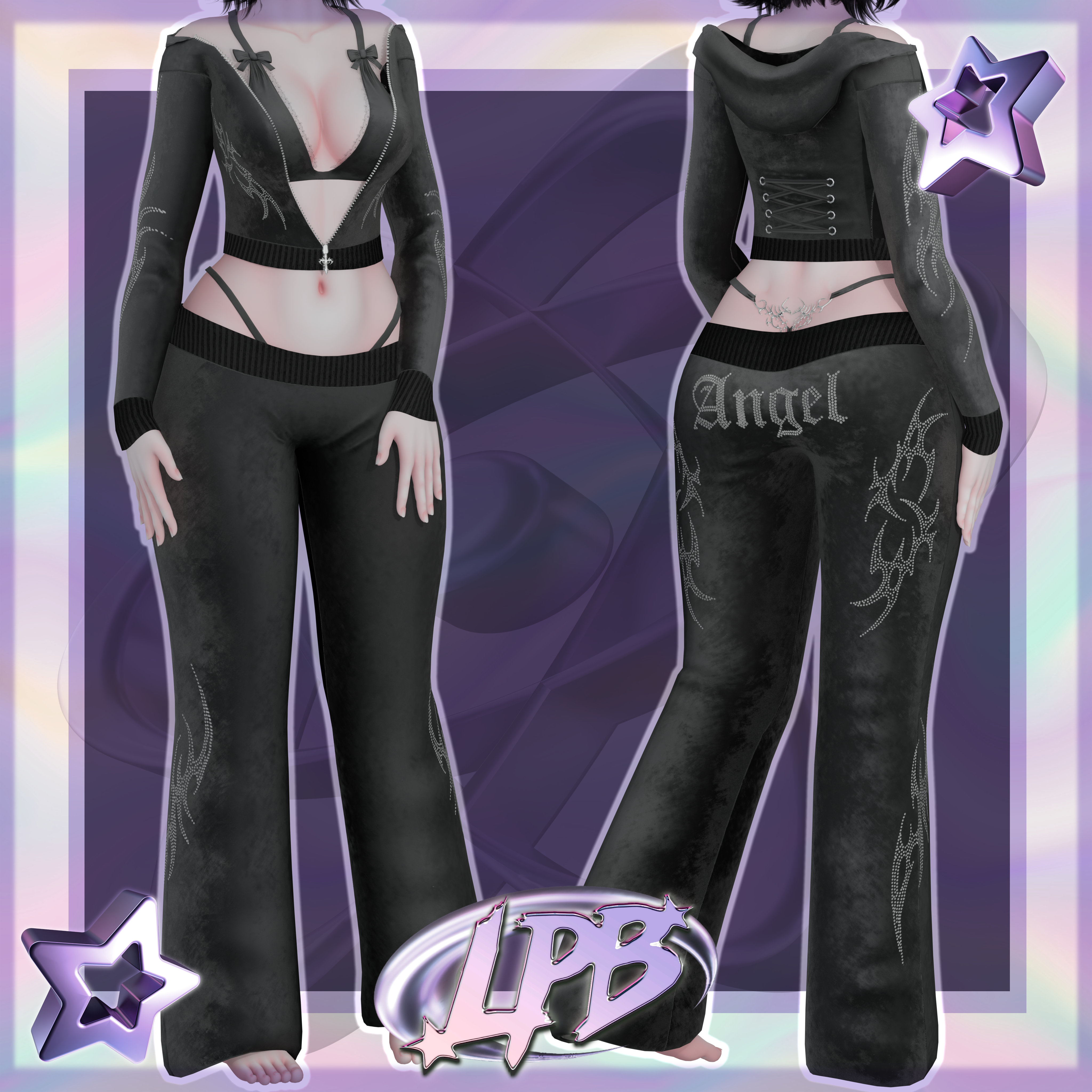rhinestone velour tracksuit set
