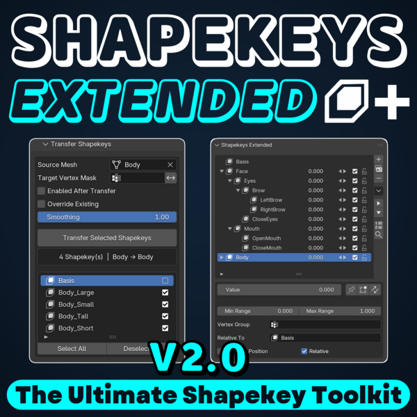 (MAJOR V2.0 UPDATE) Shapekeys Extended - Blender Add-on