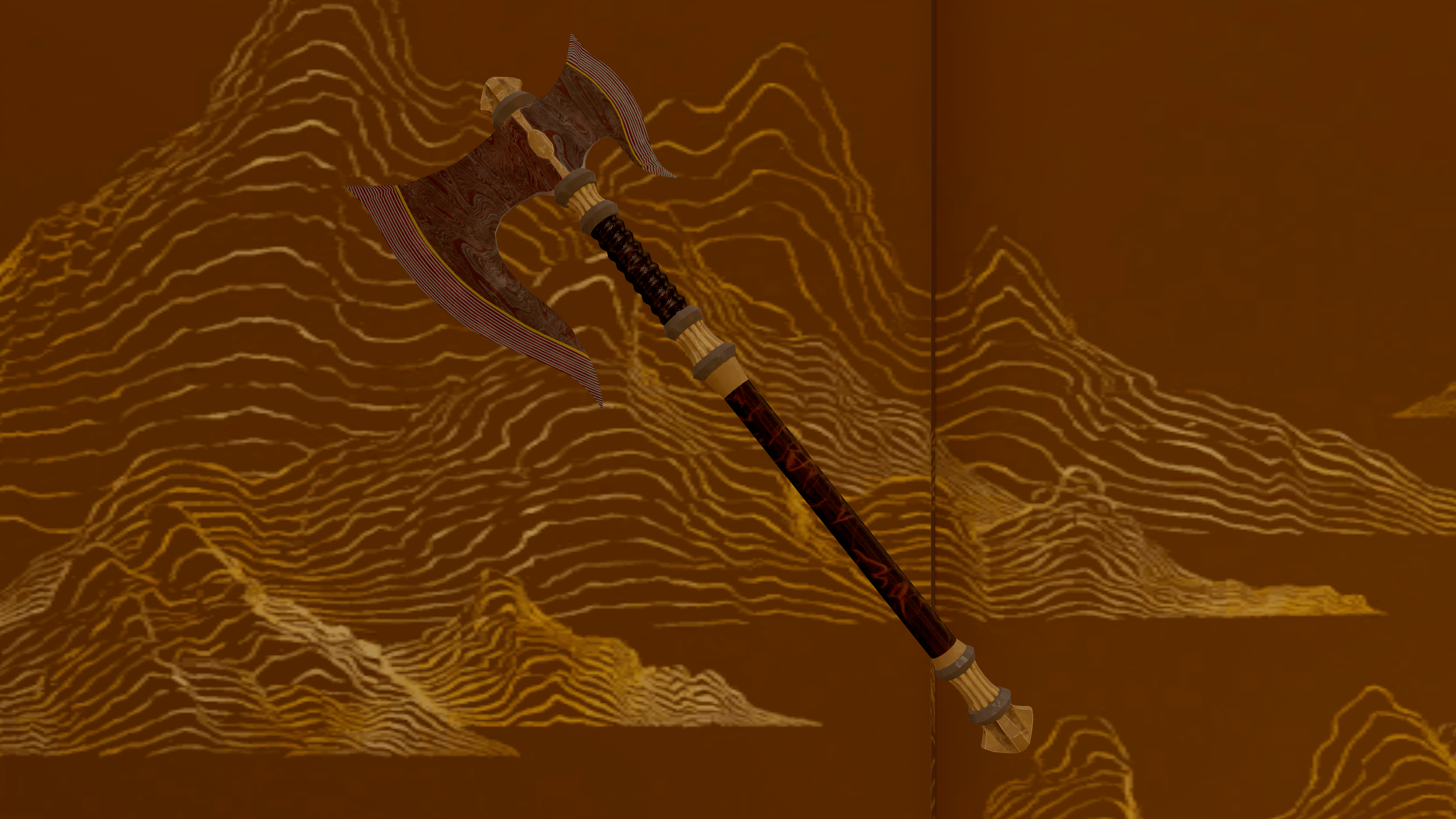 Damascus Red Axe