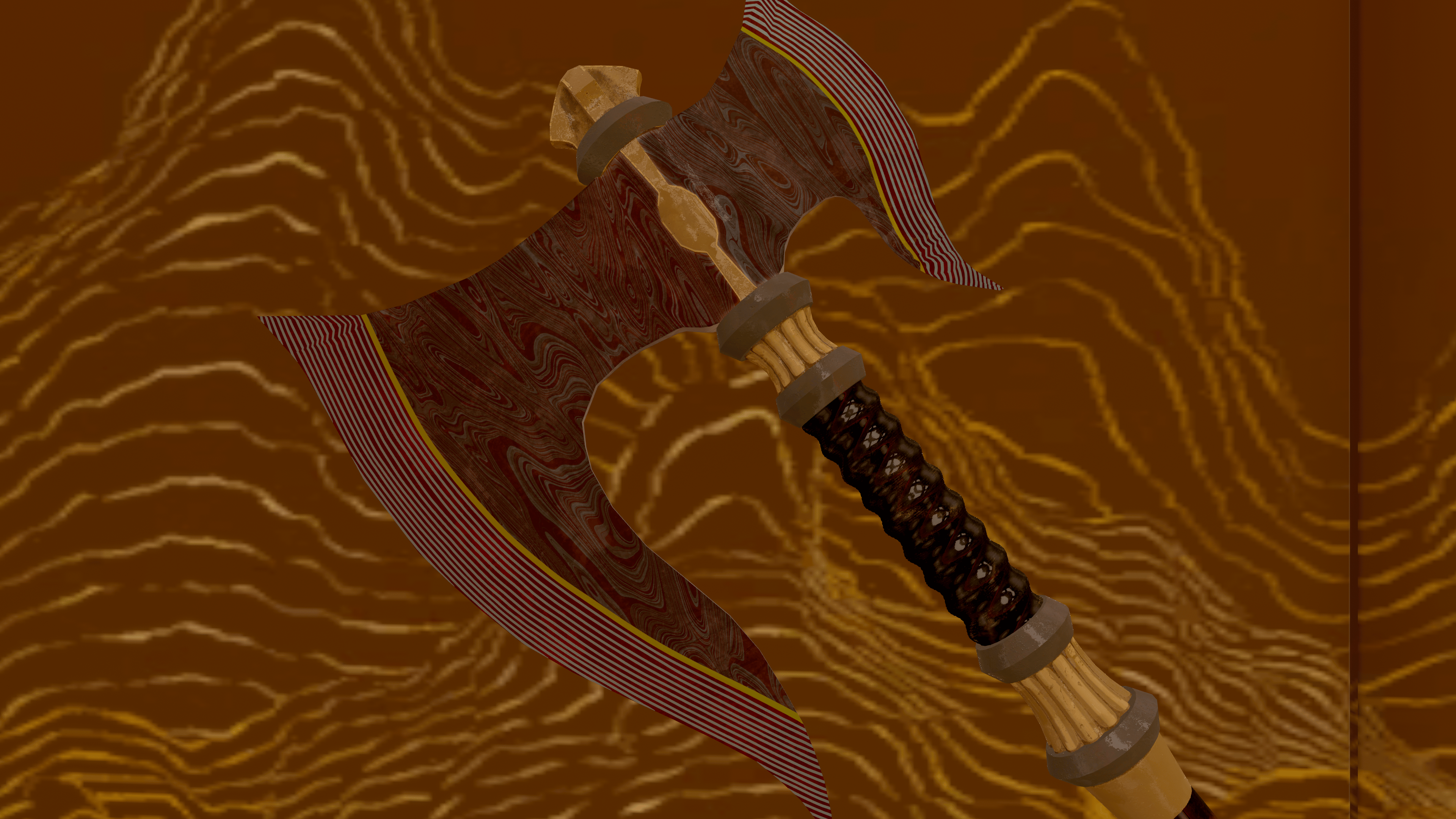 Damascus Red Axe