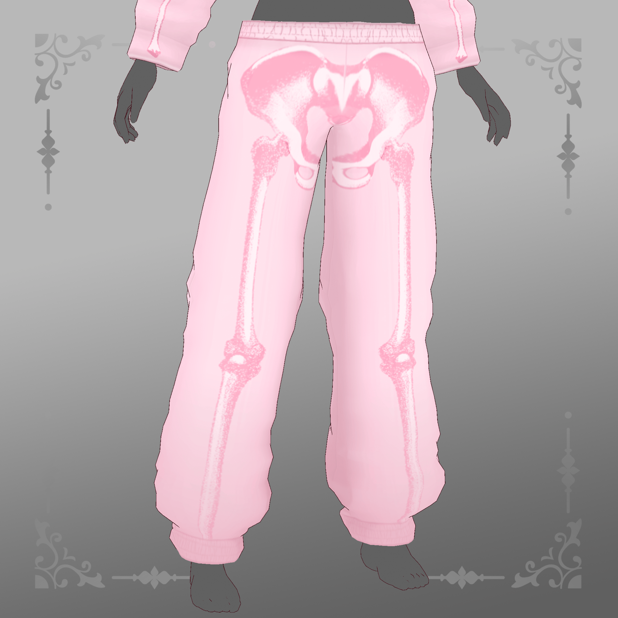 VRoid Pink Skeleton Sweatpants and Hoodie Set