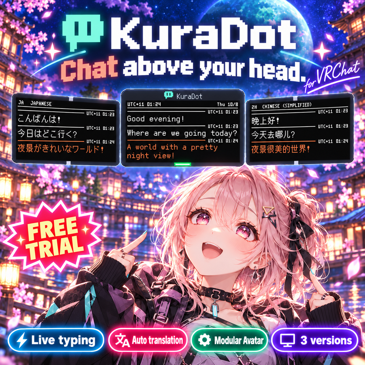 KuraDot - Pixel Chat Display Above Your Head [Modular Avatar, Translation]