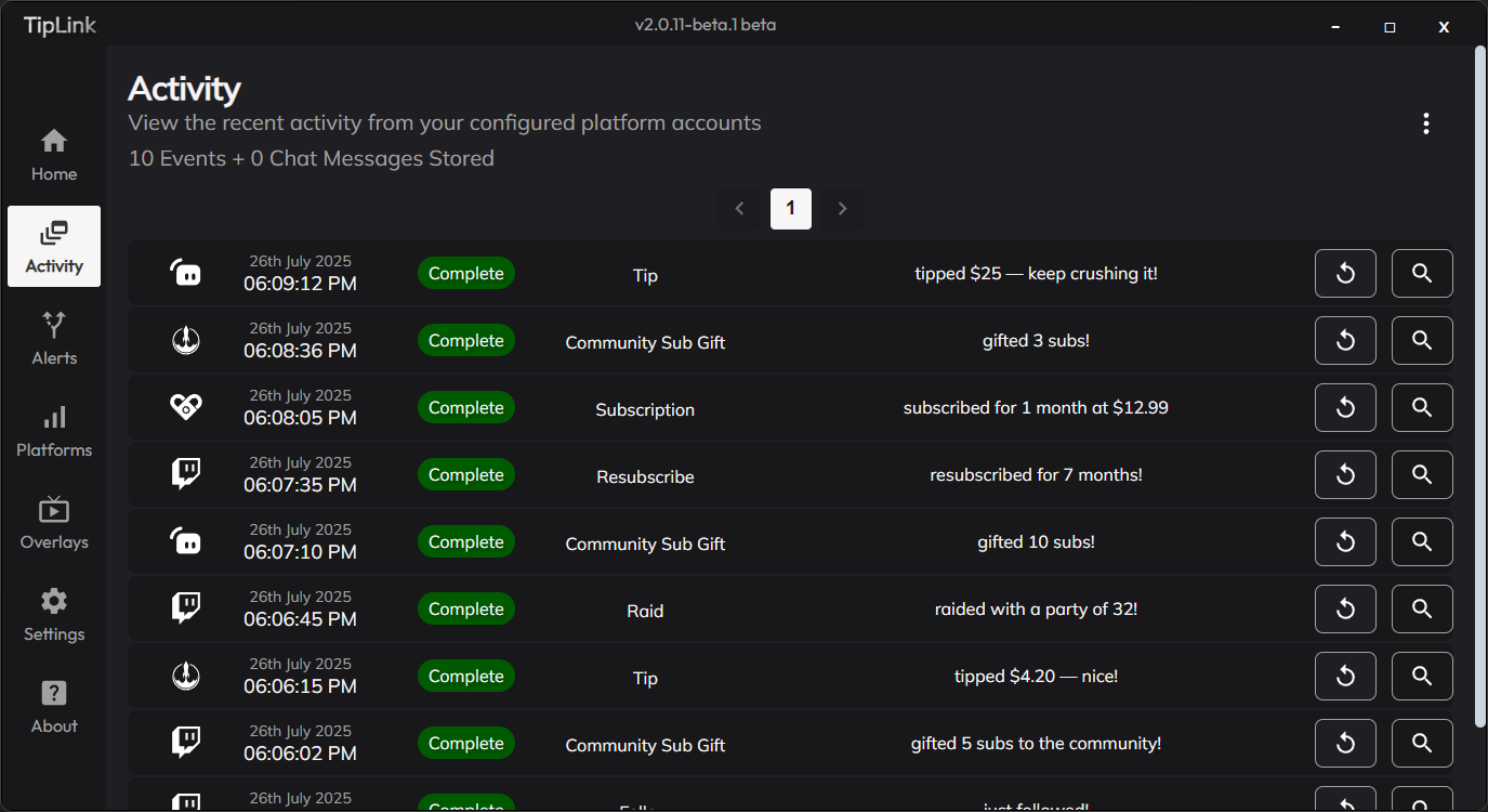 TipLink - Twitch, Kick, VRChat, Fansly, Joystick.TV, Streamlabs, StreamElements, Discord, TikTok, OSC Integration