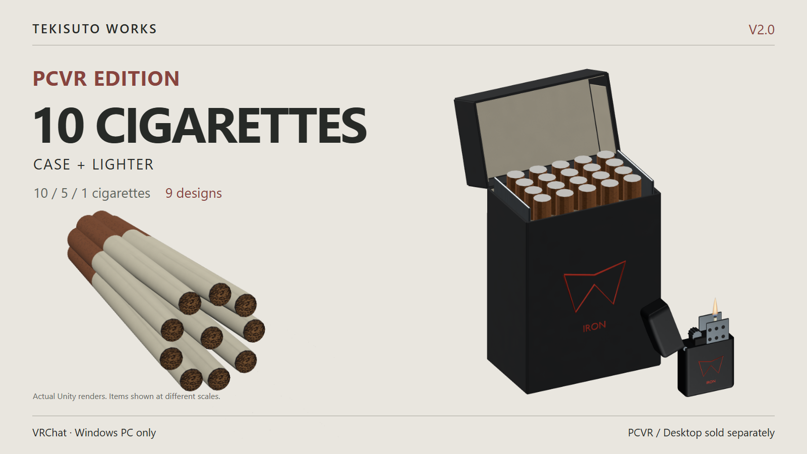 10-Cigarette Prop, Case & Lighter — VRChat PCVR | V2.0