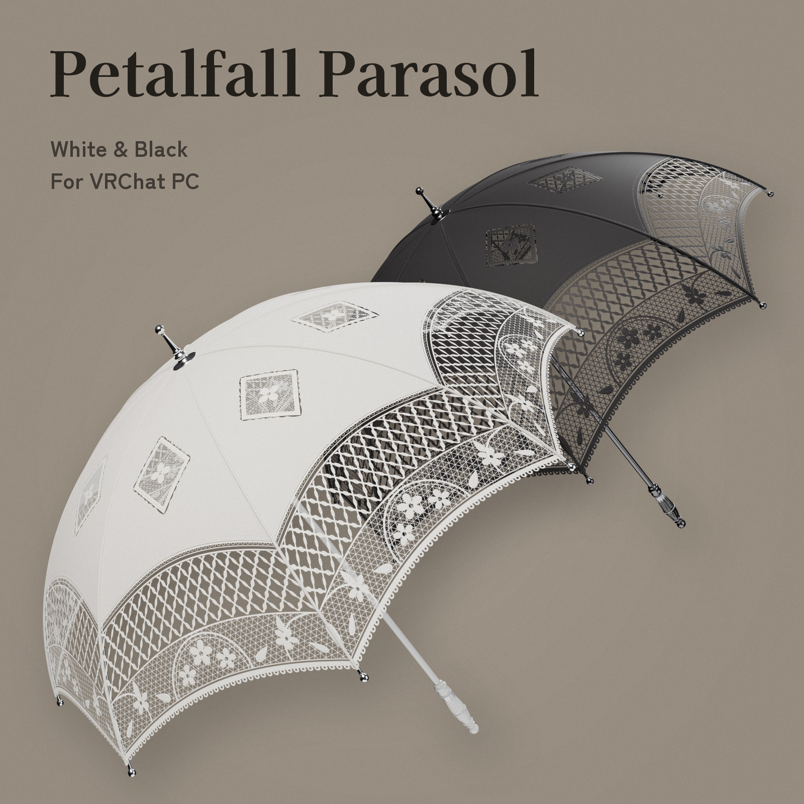 Petalfall Parasol — Full-Lace Parasol with Drifting Petals | VRChat PC