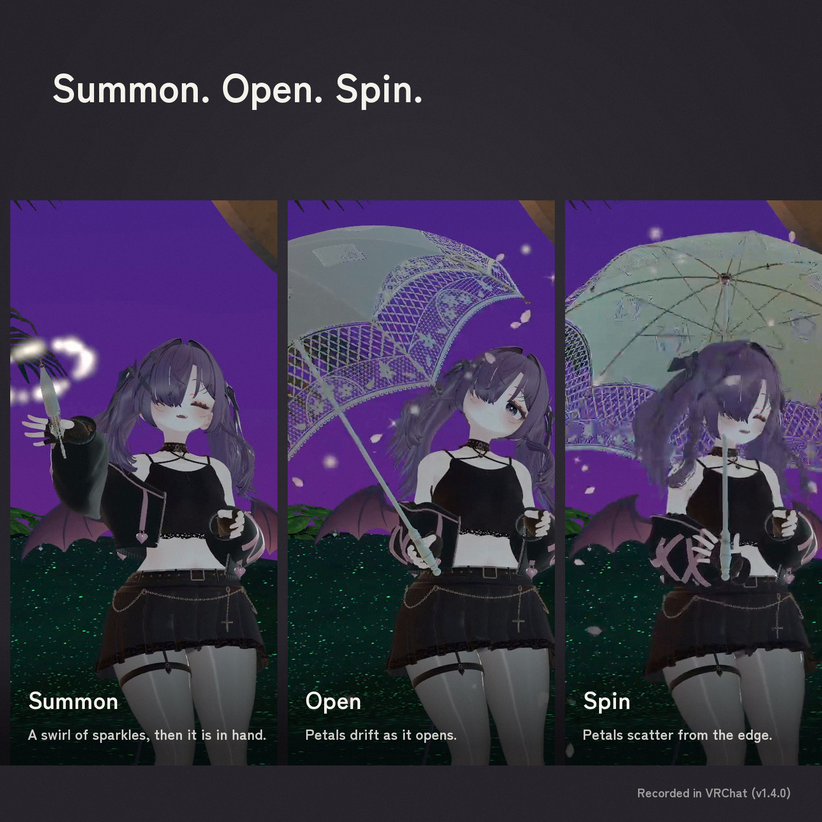 Petalfall Parasol — Full-Lace Parasol with Drifting Petals | VRChat PC