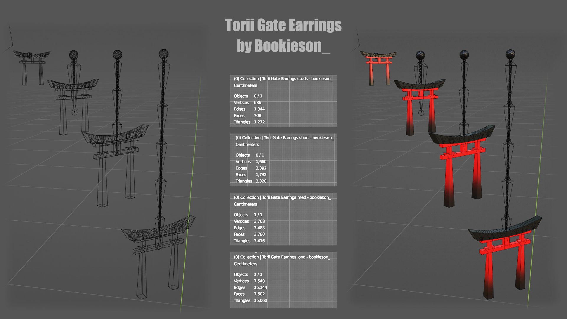 Japanese Torii Gate Earrings Set