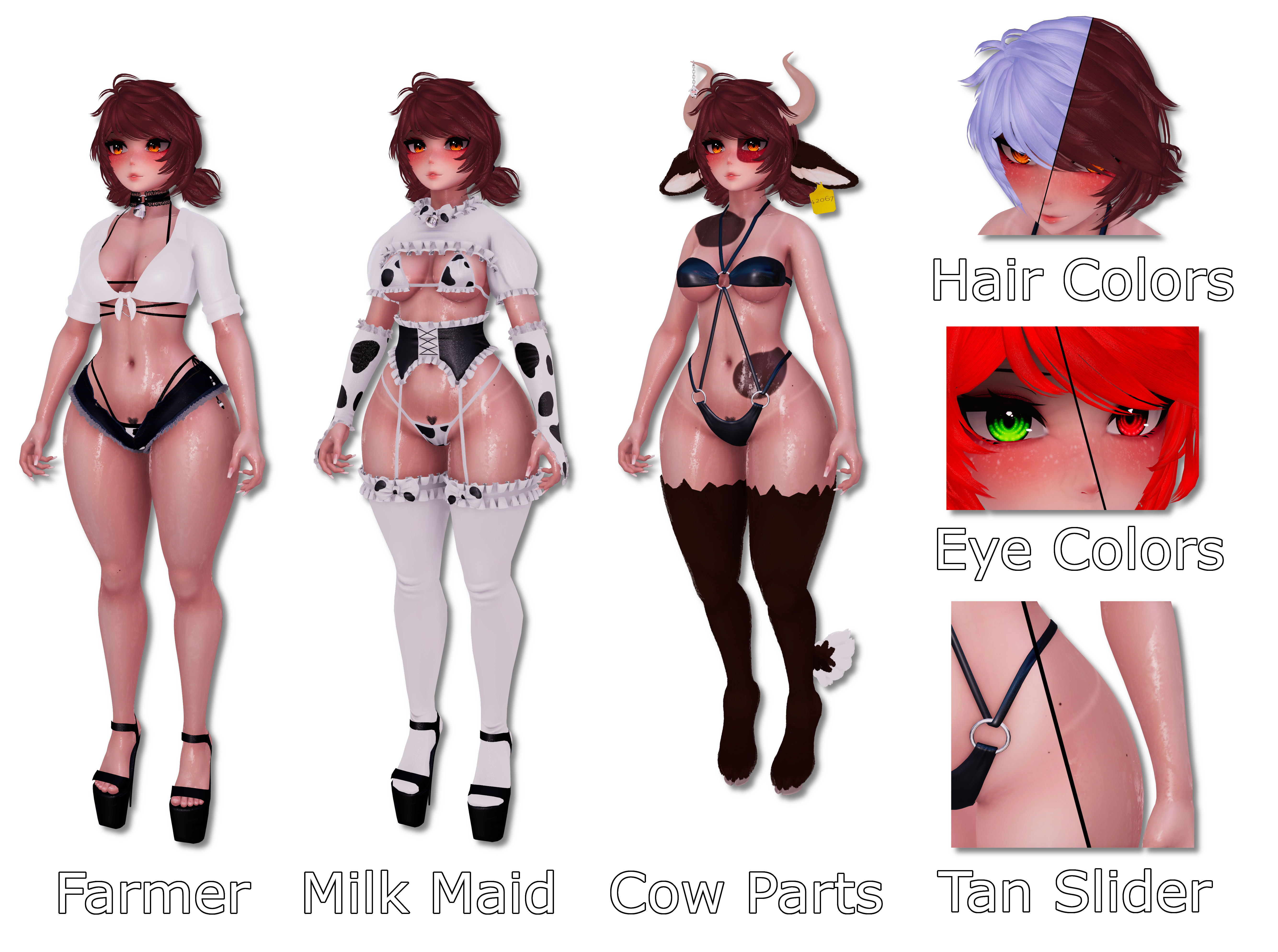 Moo Moo: Fem-bull 1.0.3. + DLC Cowgirl Outfit | VRCFT | GOGO | Limb Scaler | SPS