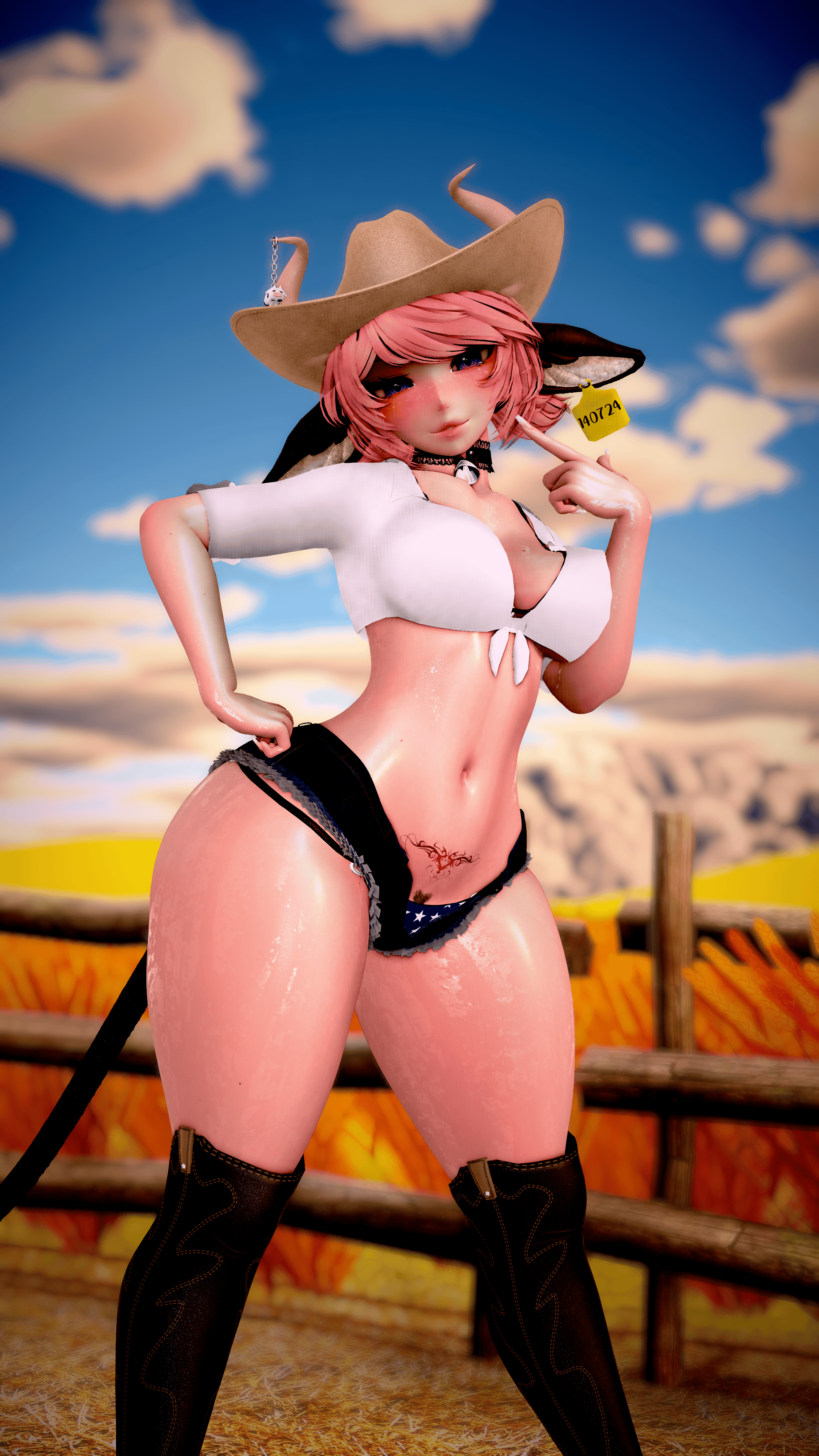 Moo Moo: Fem-bull 1.0.3. + DLC Cowgirl Outfit | VRCFT | GOGO | Limb Scaler | SPS