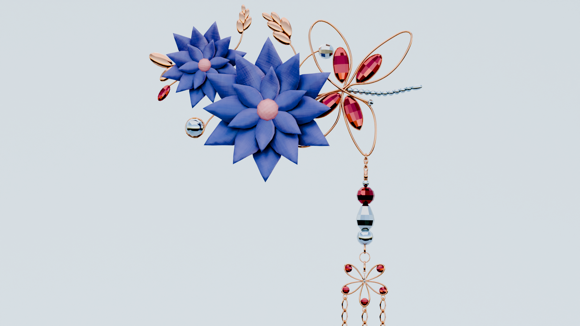 Kitsu Charm Set rings, hair pin, necklaces