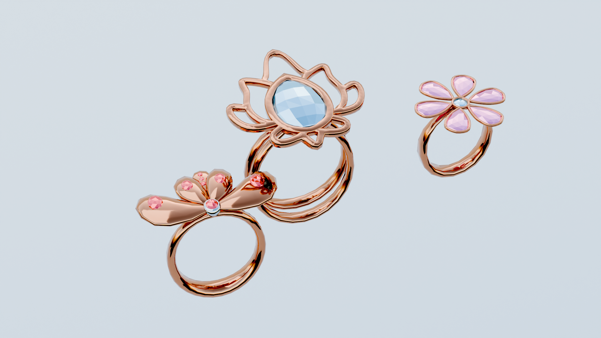 Kitsu Charm Set rings, hair pin, necklaces