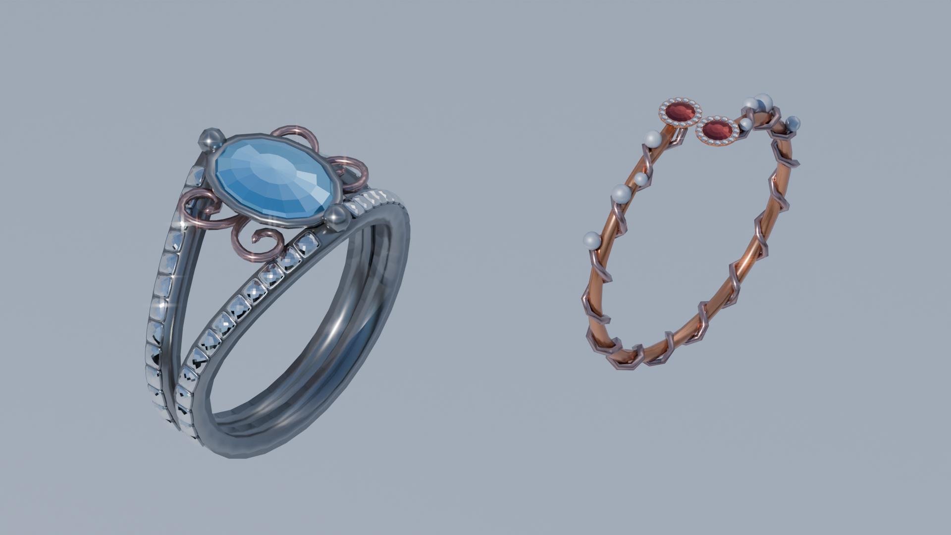 Kitsu Arcane Set, rings, bracelets, necklaces and tiara