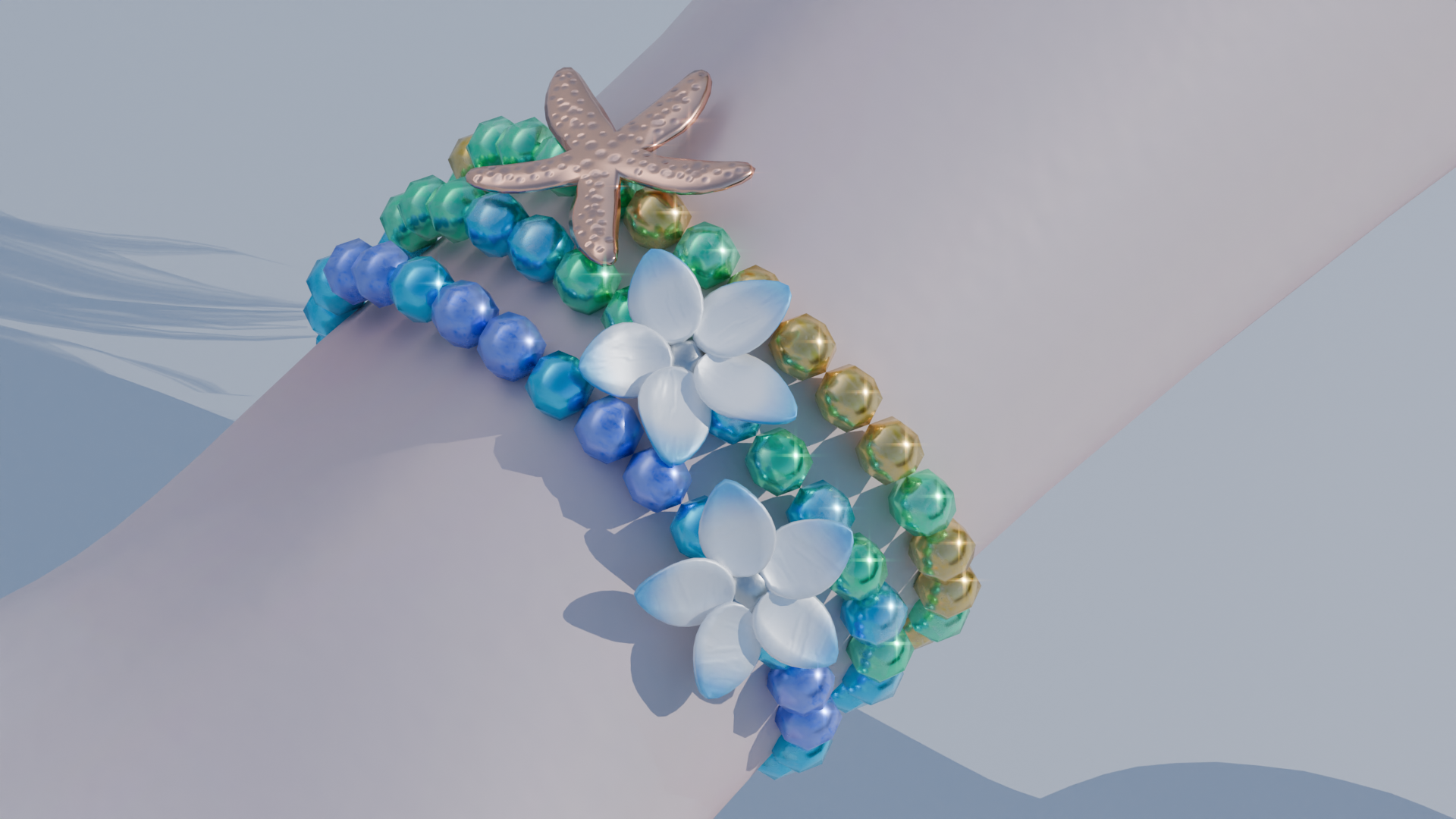 The Tropical Dream Charm Set (Necklaces, Hair pin, Bracelets, Rings, Toe Rings and Ankle Bracelets)