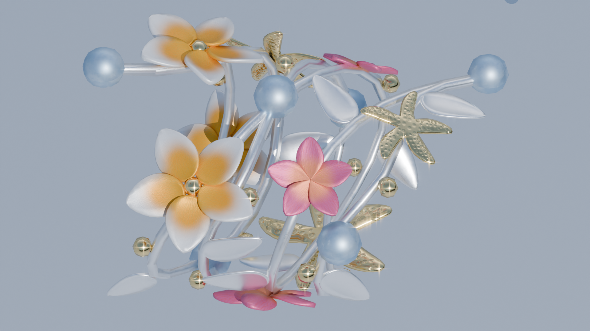 The Tropical Dream Charm Set (Necklaces, Hair pin, Bracelets, Rings, Toe Rings and Ankle Bracelets)