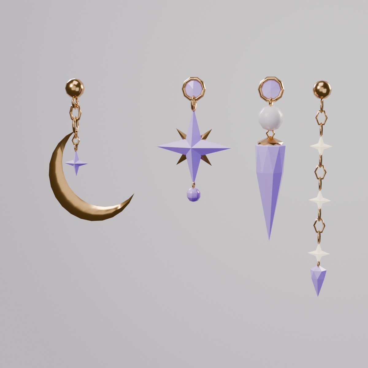Night Sky Dangle Earrings — 4 styles × 2 colors | PhysBones | Modular Avatar