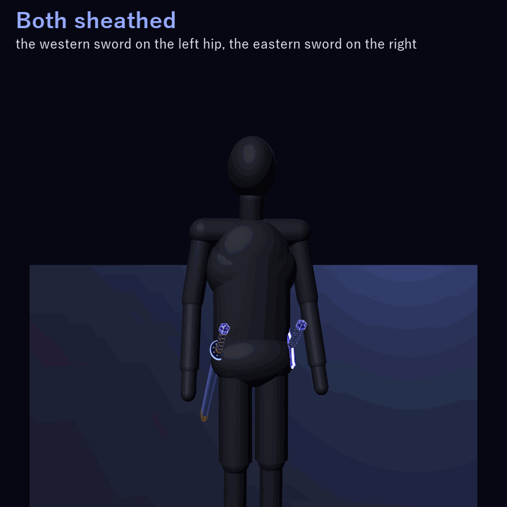 Starglass Twin Swords — Merge into a Glaive or a Greatsword | VRChat | Western + Eastern Sword · Touch & Two-Hand Merge · Star-Dust Change · Swing Trail | 3 Colors