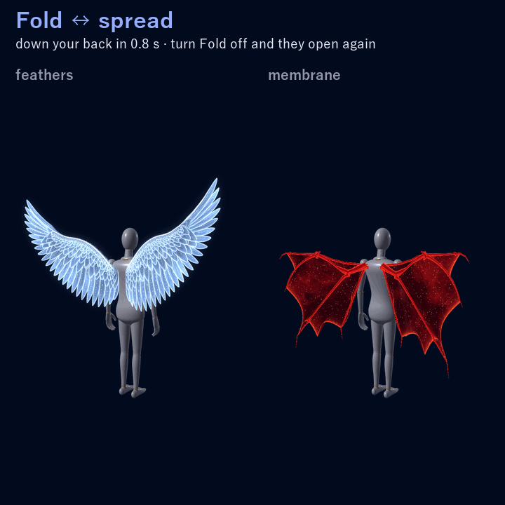 Starlit Wings — Transforming Feather & Bat Wings for VRChat