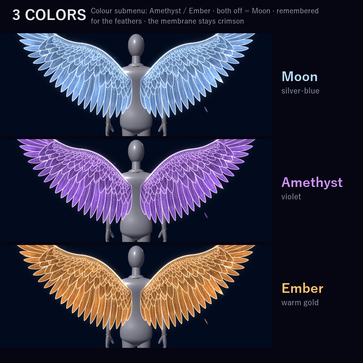 Starlit Wings — Transforming Feather & Bat Wings for VRChat
