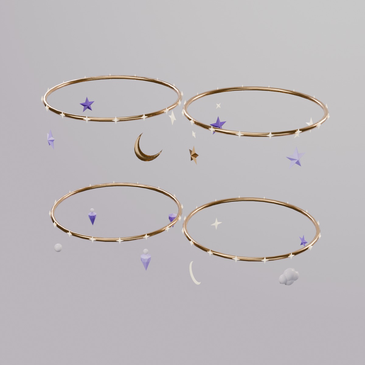 Night Sky Accessory Set for VRChat — Earrings, Halo, Hairpin, Lantern
