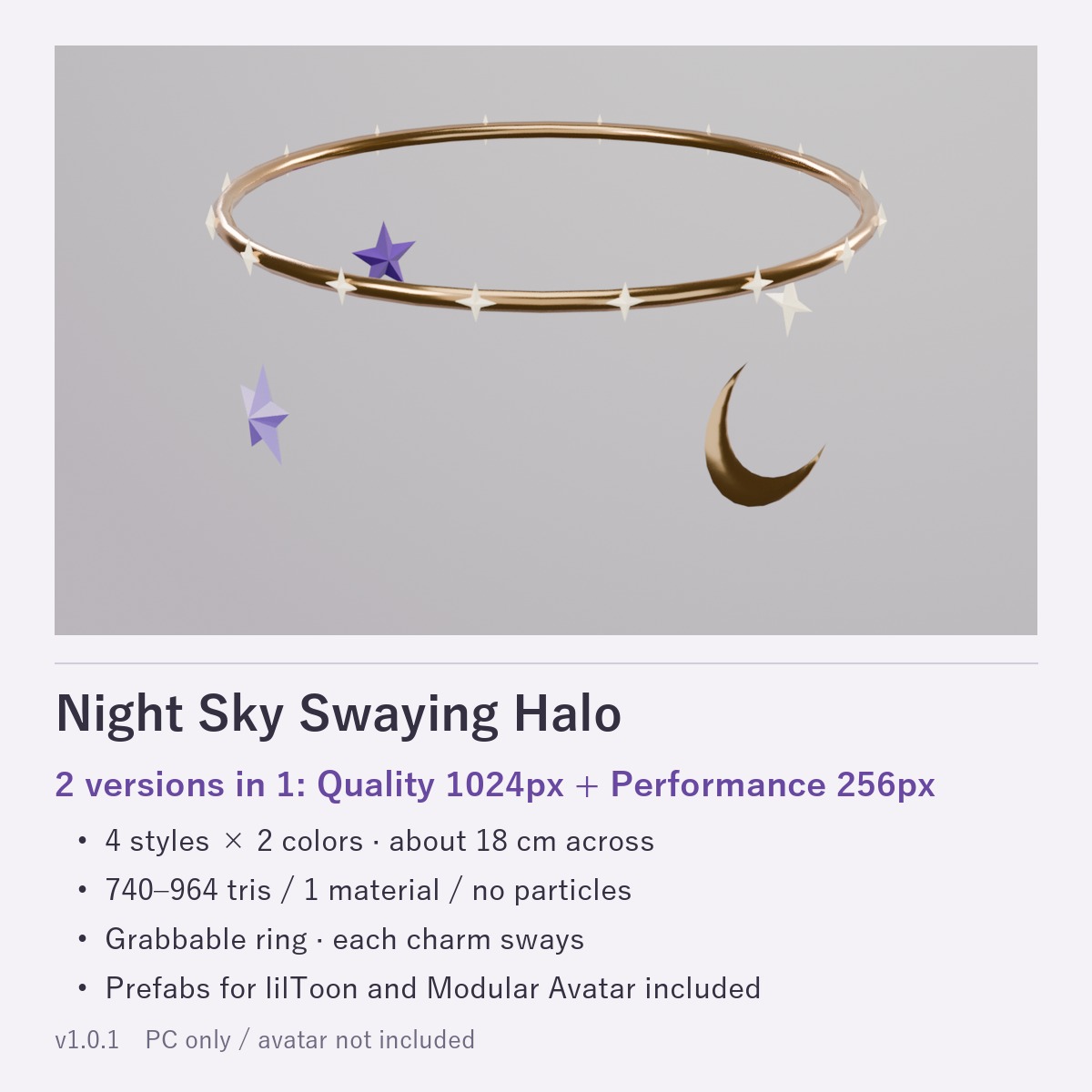Night Sky Accessory Set for VRChat — Earrings, Halo, Hairpin, Lantern