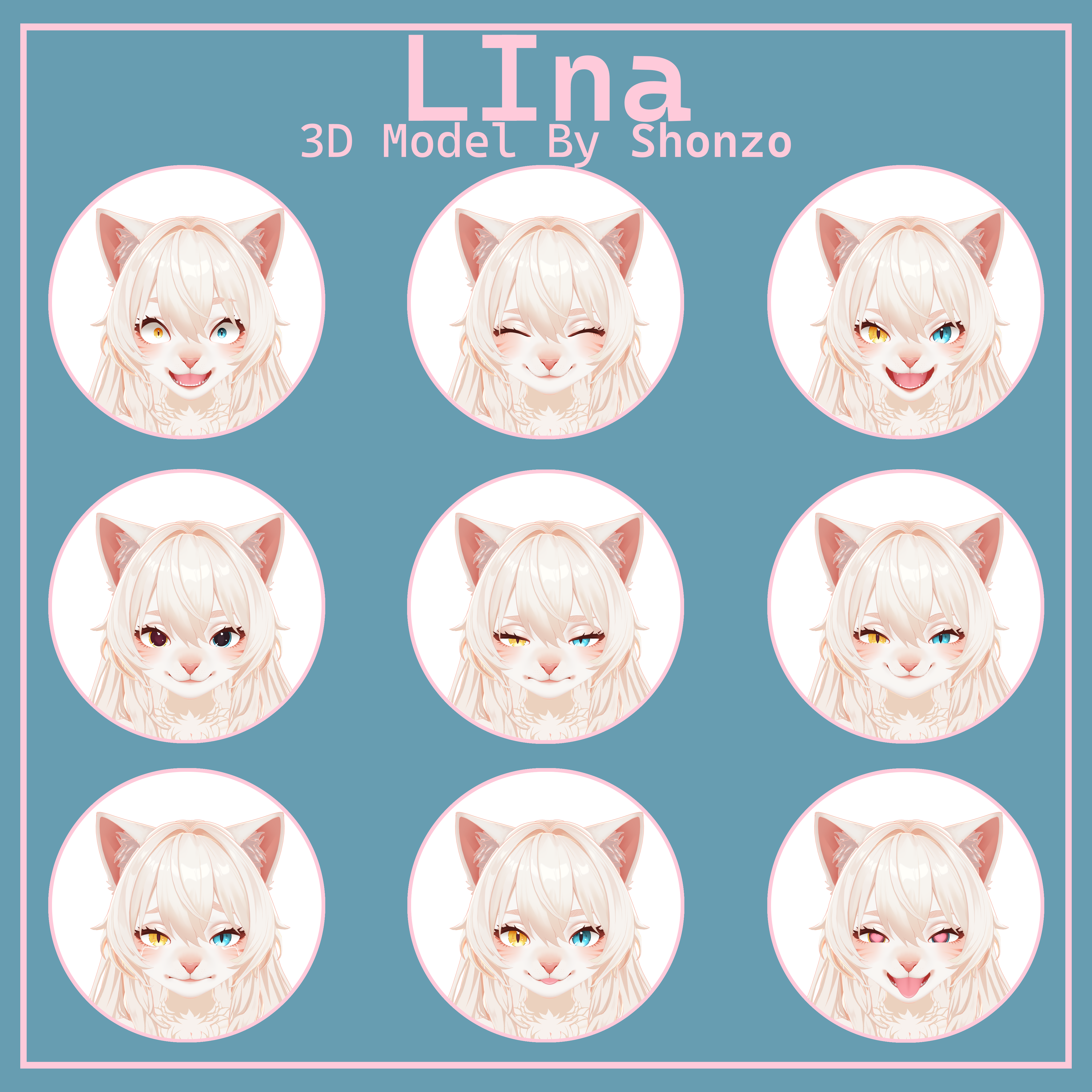 Lina Furry VRChat 3D Model! +ARKit Face Tracking