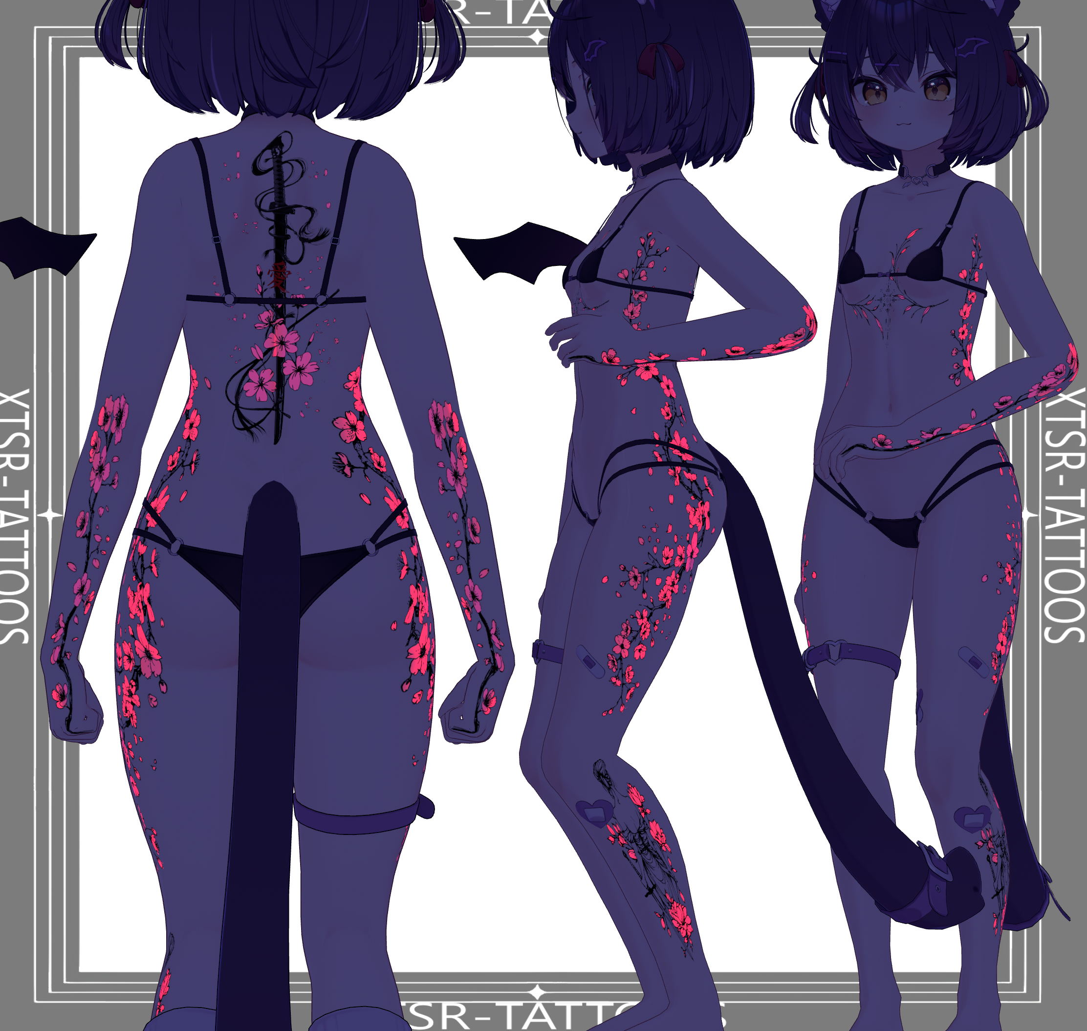 Night Sakura ( 夜桜 )/ tattoo ( タトゥー ) / 4k Textures
