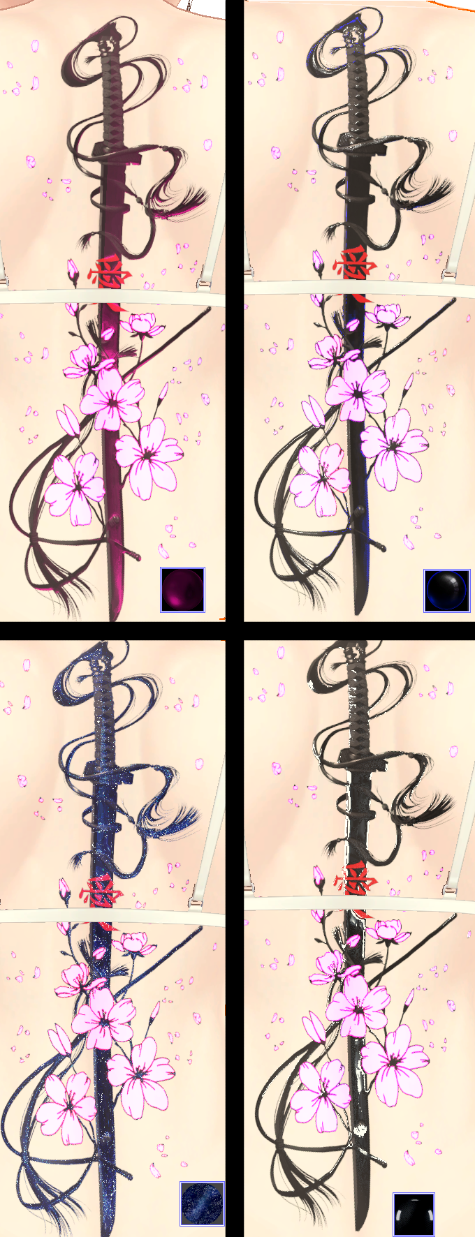 Night Sakura ( 夜桜 )/ tattoo ( タトゥー ) / 4k Textures