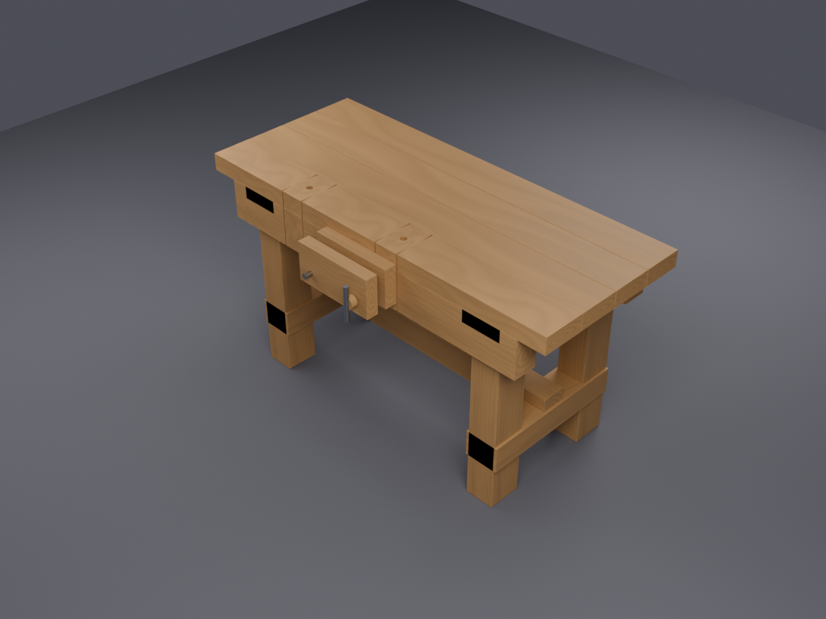 Low Poly Woodworking Workbench with Vise - VRChat World Prop