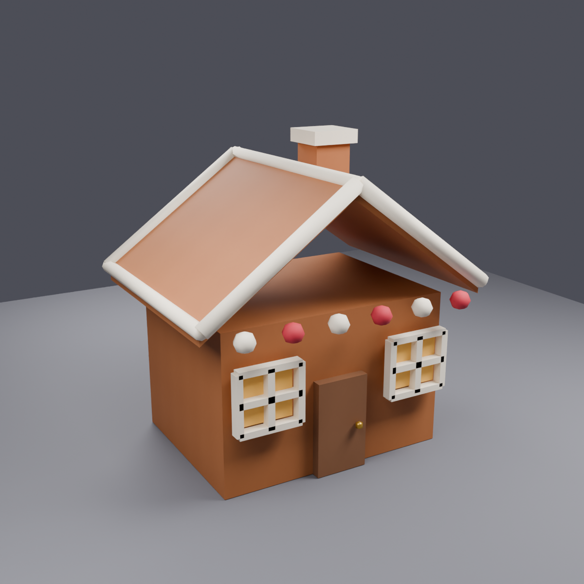 Low Poly Gingerbread House - Christmas Decor 3D Model