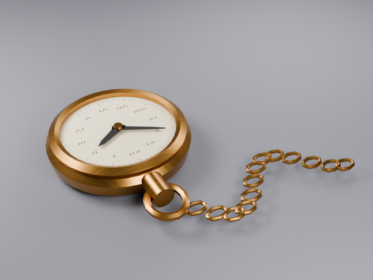 Free Low Poly Pocket Watch with Chain - Study VRChat World Prop