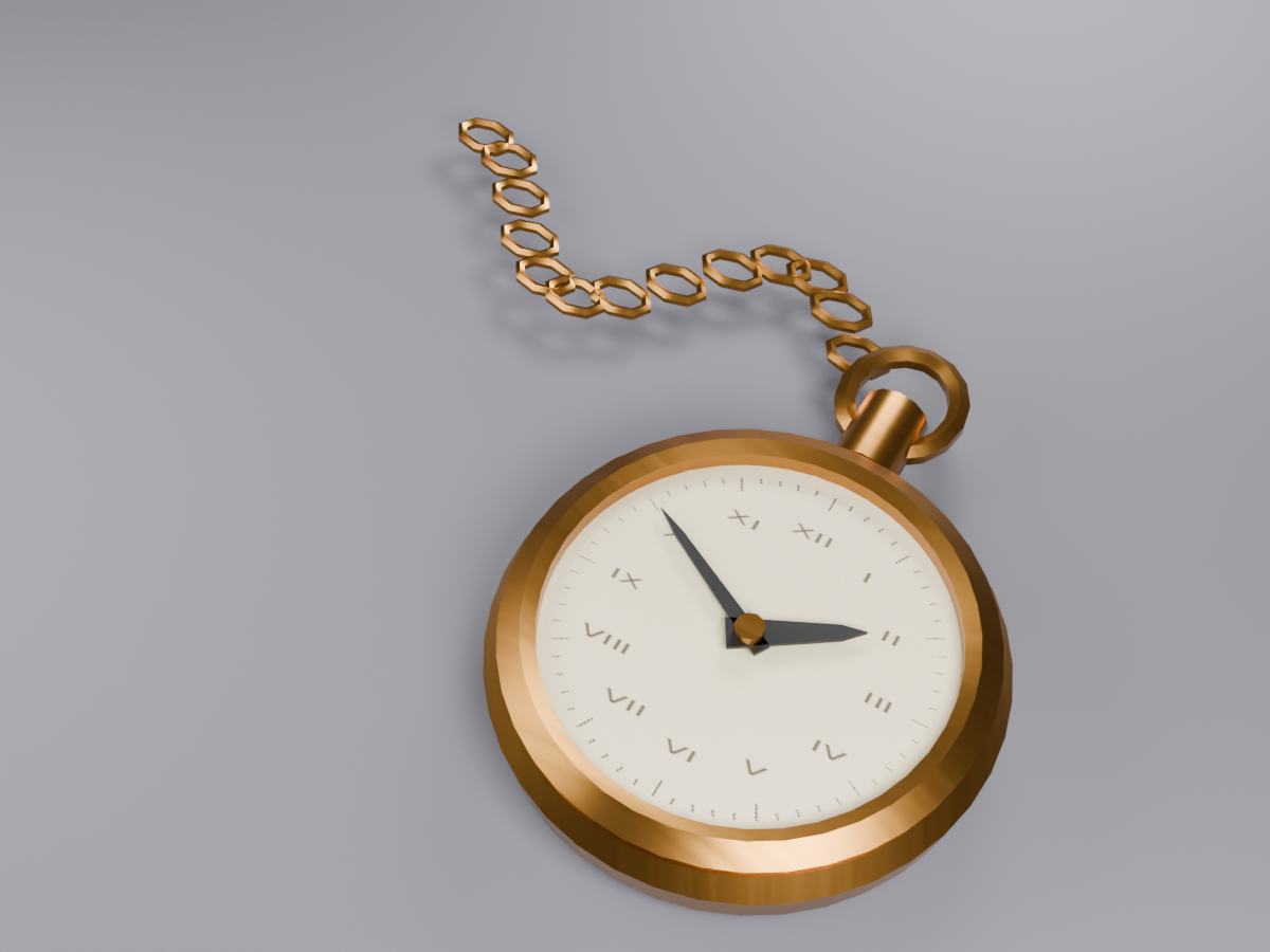 Free Low Poly Pocket Watch with Chain - Study VRChat World Prop