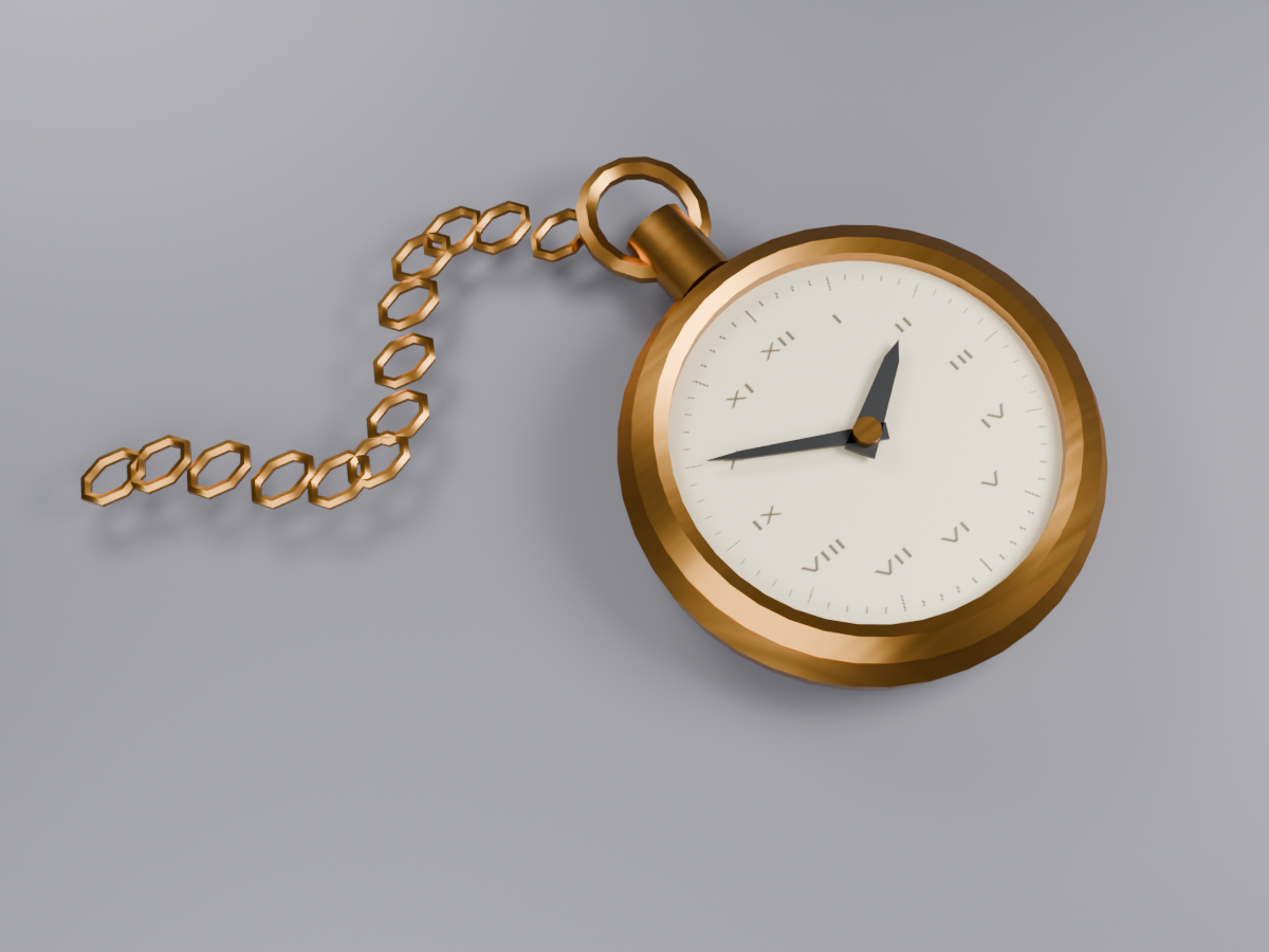 Free Low Poly Pocket Watch with Chain - Study VRChat World Prop