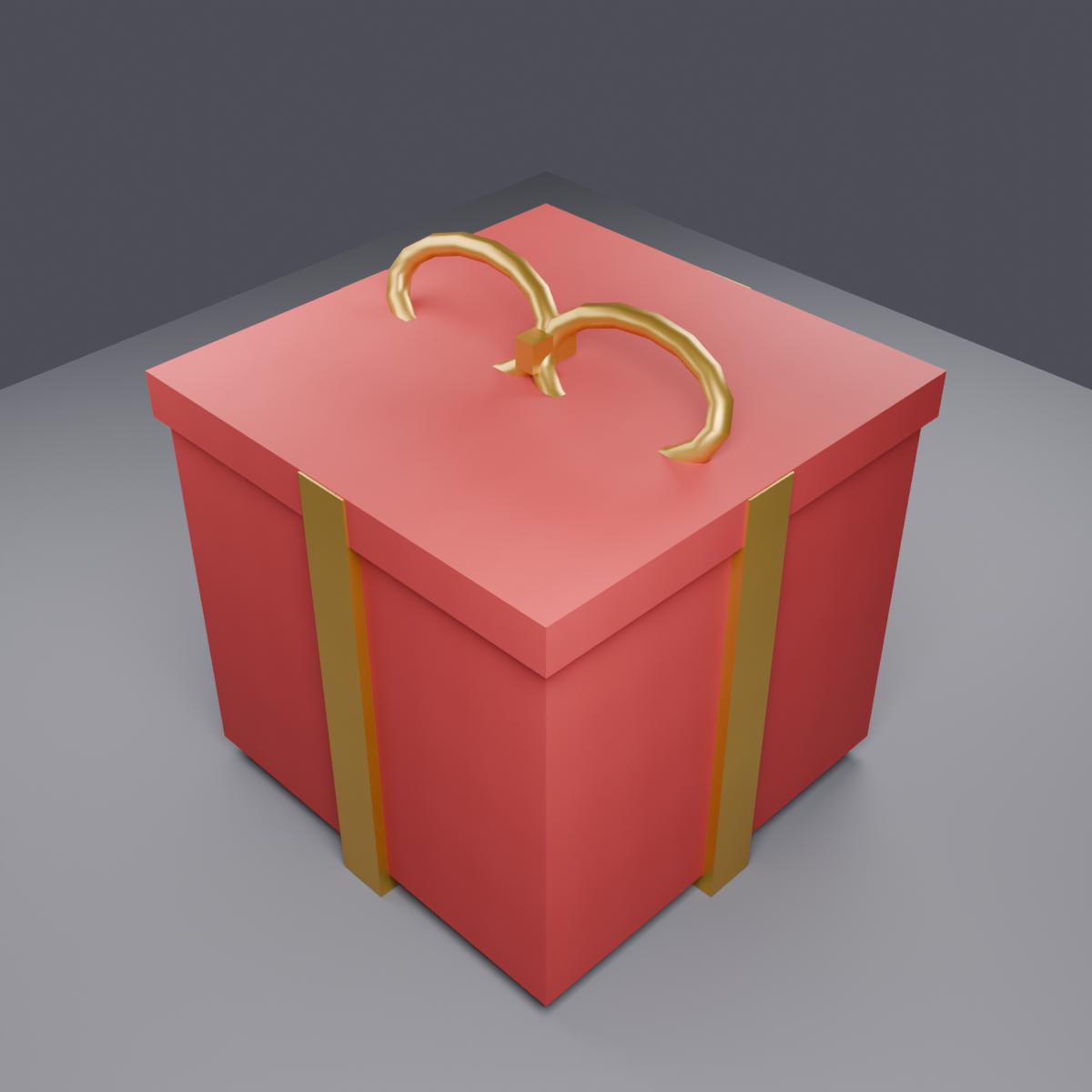 Low Poly Square Gift Box - Christmas Decor 3D Model