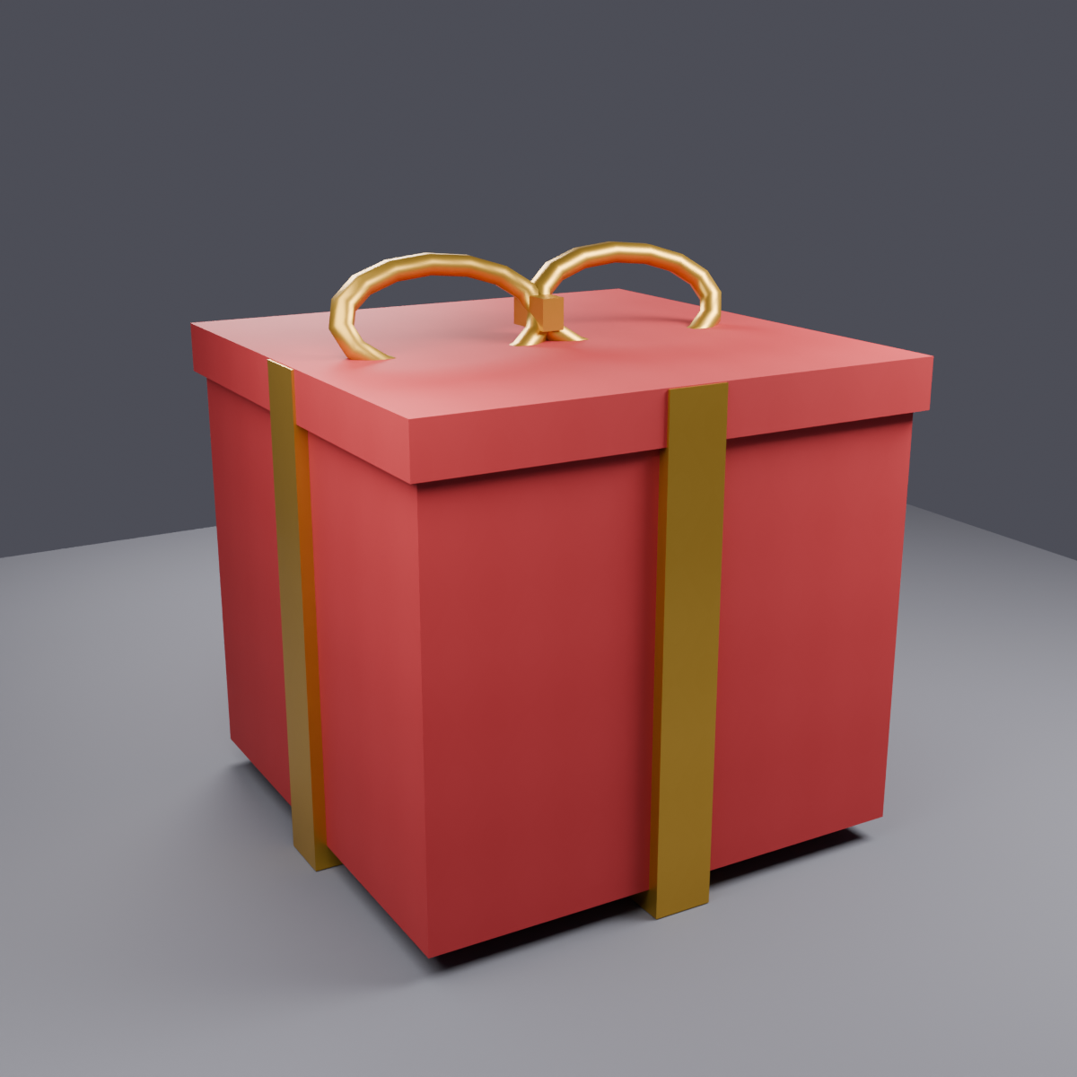 Low Poly Square Gift Box - Christmas Decor 3D Model