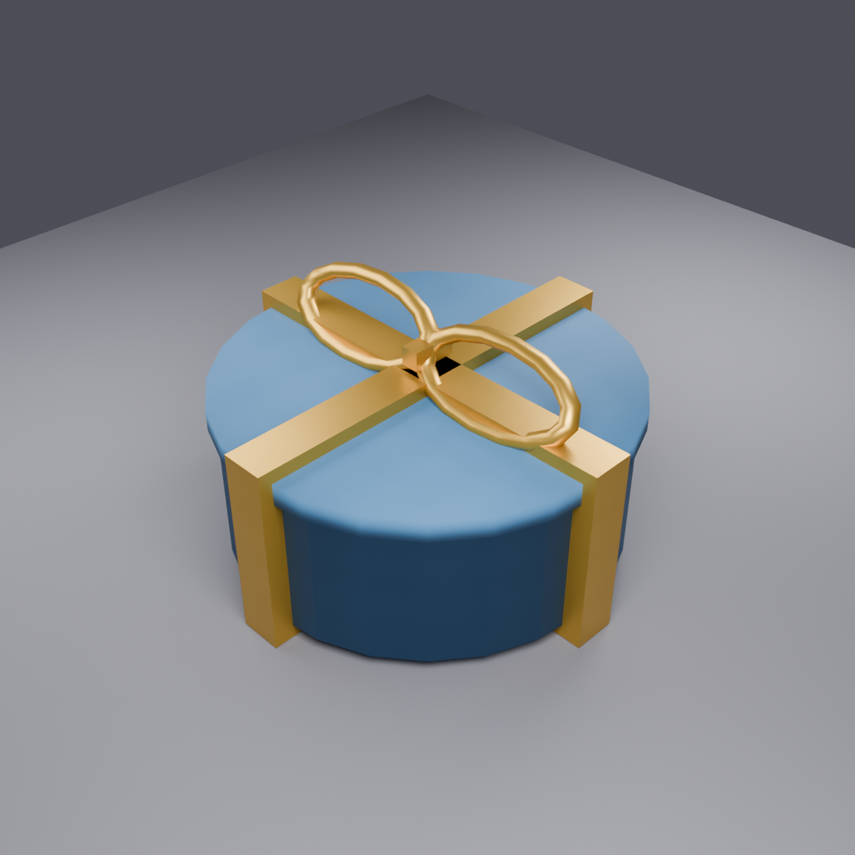 Low Poly Round Gift Box - Christmas Decor 3D Model