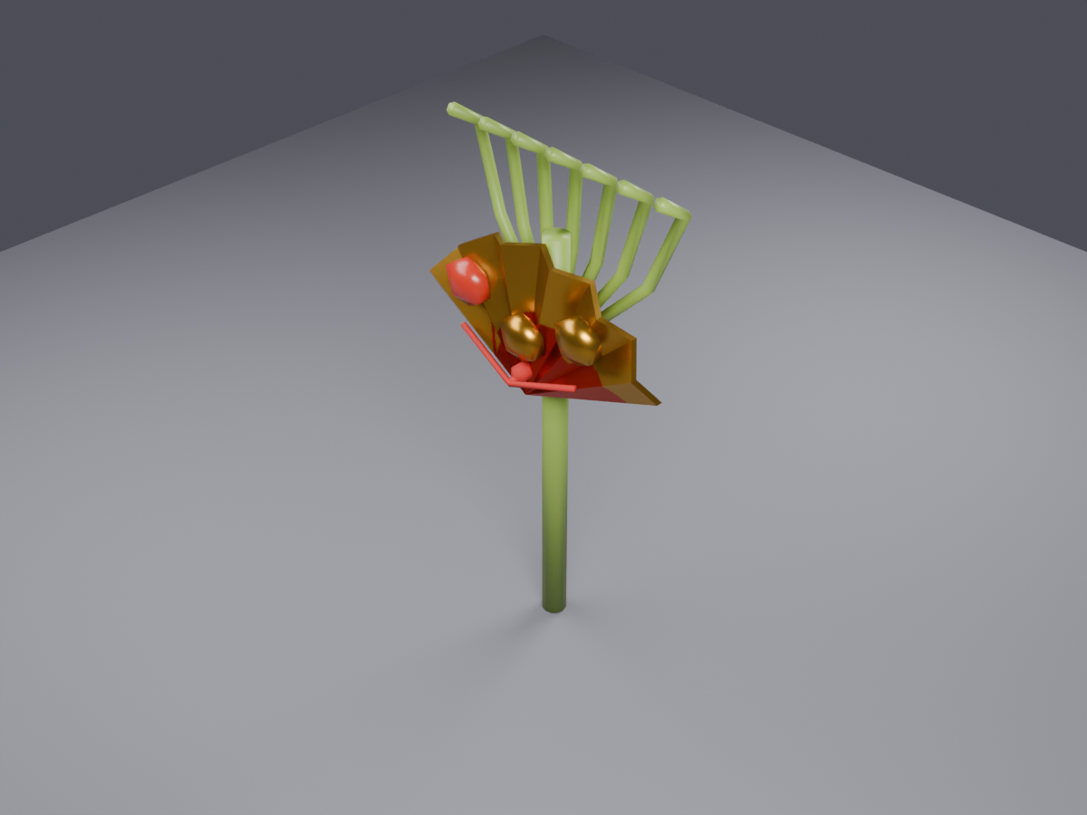Low Poly Kumade (Lucky Bamboo Rake Charm) - VRChat World Prop