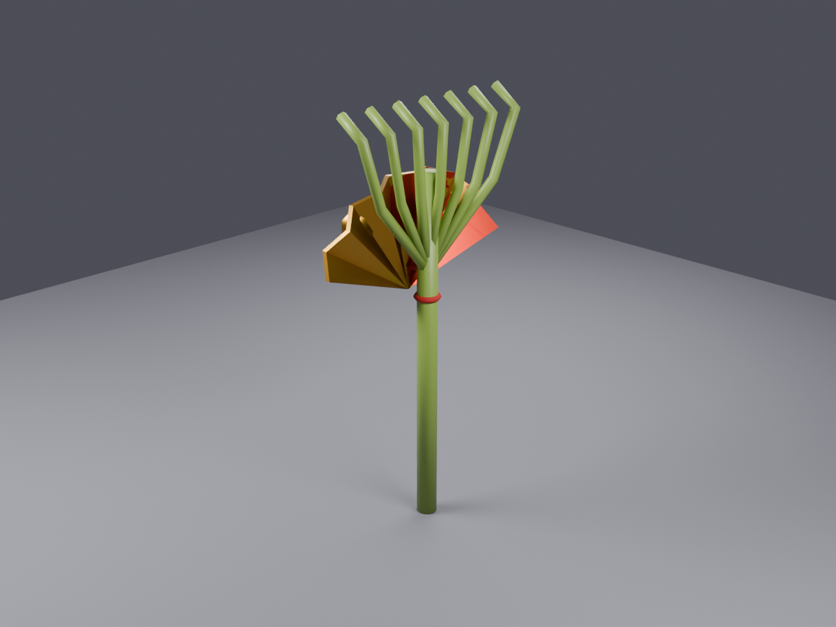 Low Poly Kumade (Lucky Bamboo Rake Charm) - VRChat World Prop