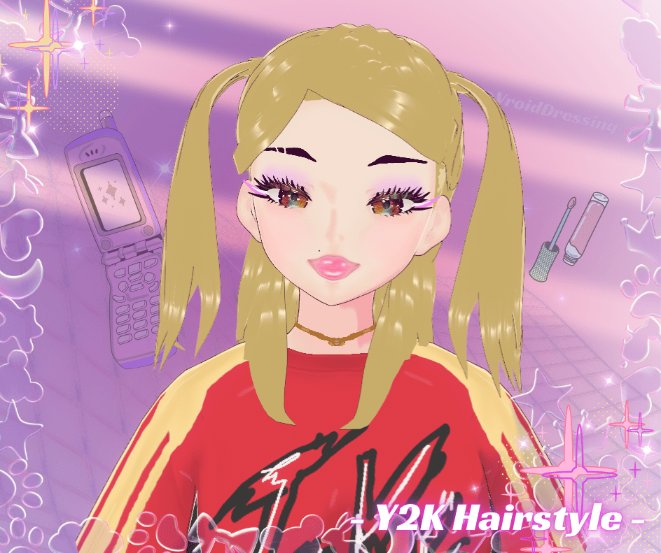 3D VRoid Y2K Blonde Pigtails Hairstyle