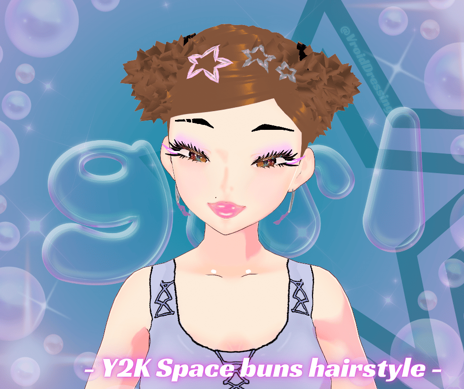 3D VRoid Y2K Space Buns with Star Barrettes