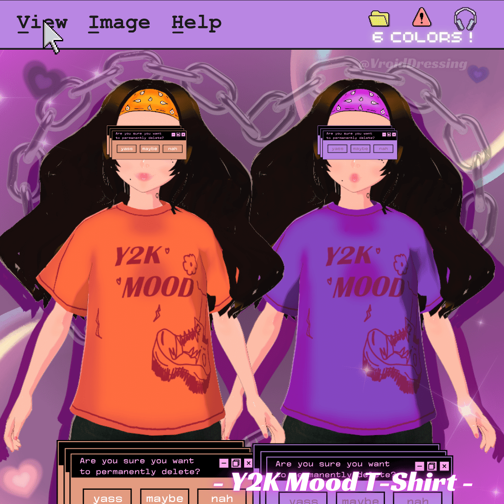 FREE 3D Vroid Y2K mood T-shirt set 6 colors