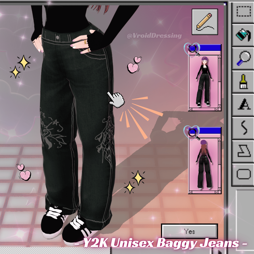 3D VRoid Y2K Unisex Baggy Jeans (2 types)