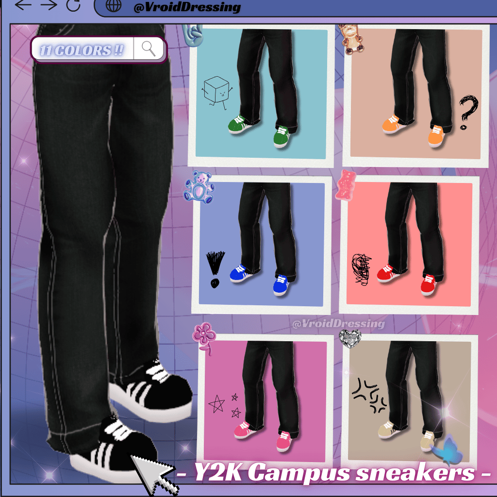 3D VRoid Y2K Campus Sneakers (11 colors)