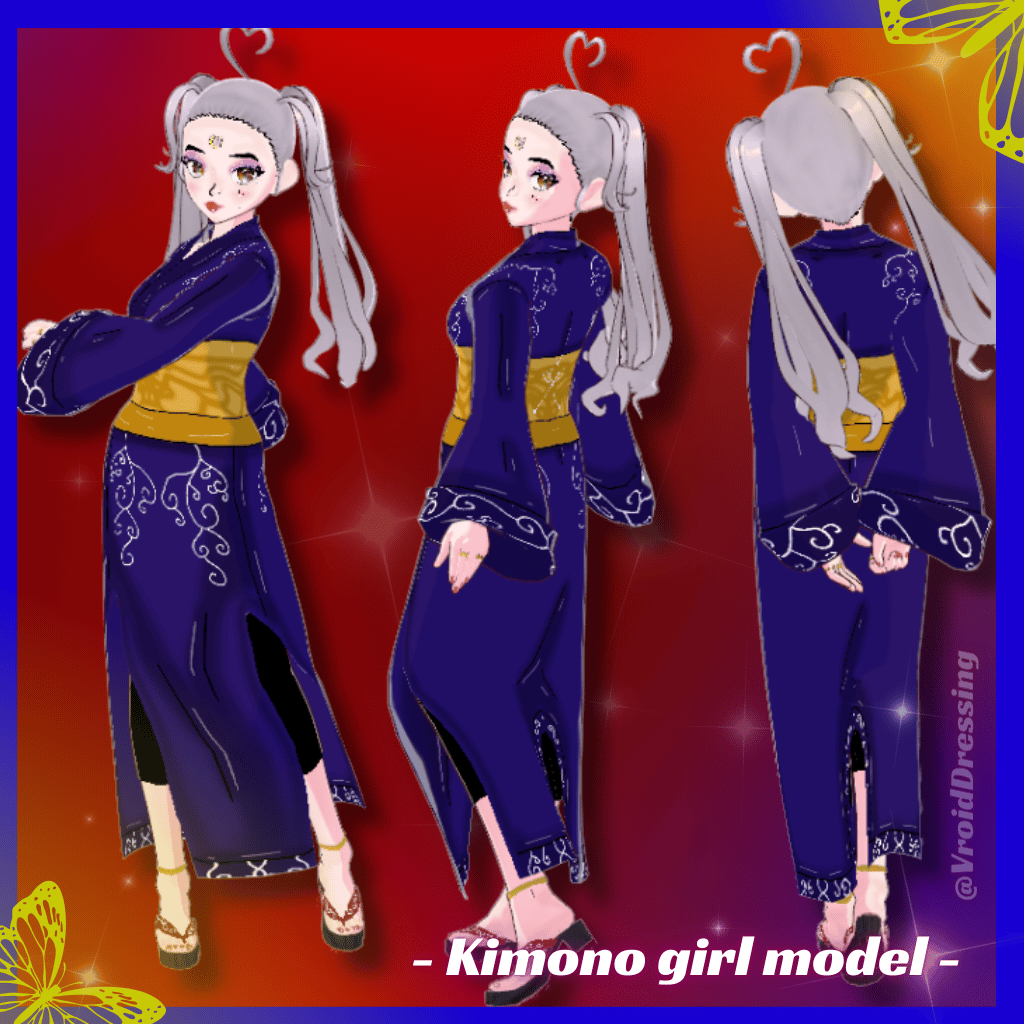 3D Vroid Kimono girl VRM model avatar