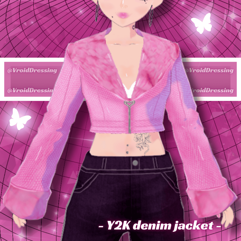 3D Vroid Y2K pink denim furr jacket