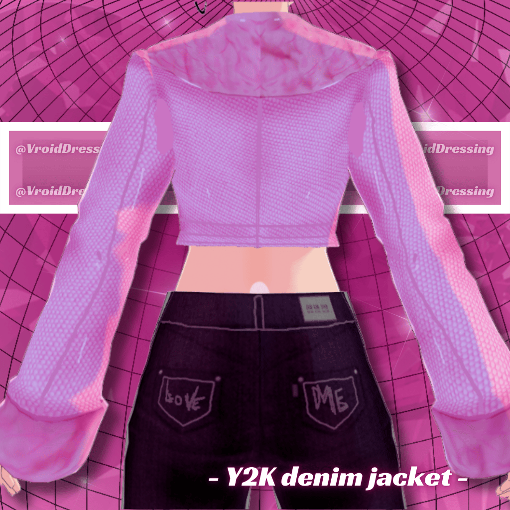 3D Vroid Y2K pink denim furr jacket