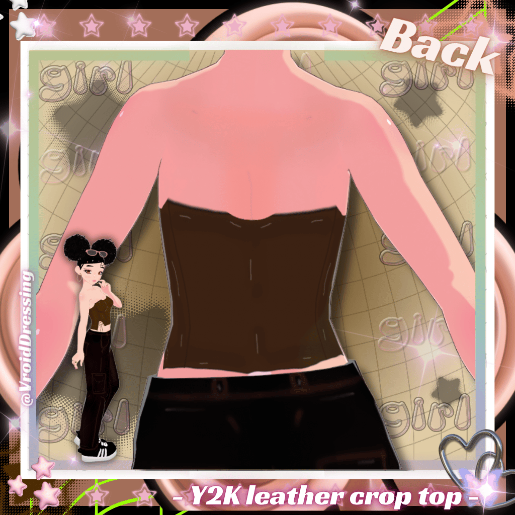 3D Vroid brown y2k leather crop top