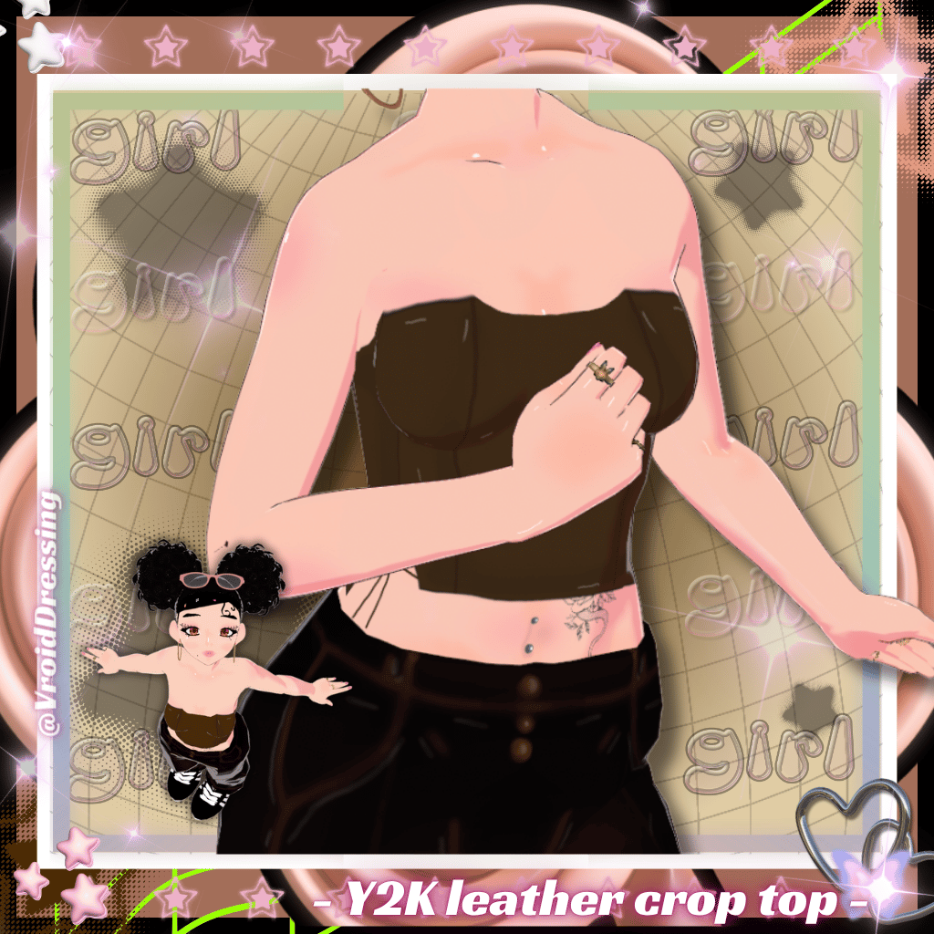 3D Vroid brown y2k leather crop top